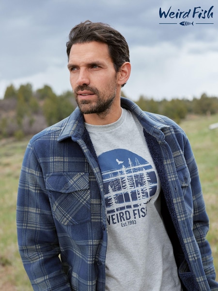 Weird Fish Blue Tyburn Check Fleece Shacket (AK7814) | ‏24 ر.ع.‏