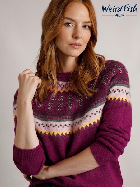 Weird Fish Pink Weird Fish Lowell Eco FairIsle Pattern Jumper (AK7819) | €64