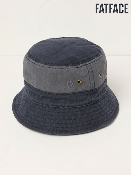 FatFace Navy Blue Colourblock Bucket 100% Cotton Hat (AK7879) | €29