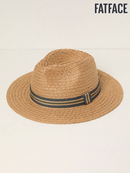 FatFace Natural Stripes Detail Fedora Straw Hat (AK7882) | $35