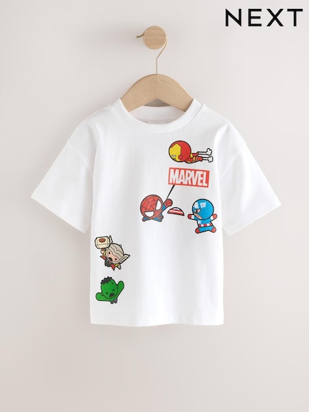 Белый - Marvel Short Sleeve 100% Cotton T-Shirt (6mths-8yrs) (AK7906) | €14 - €17