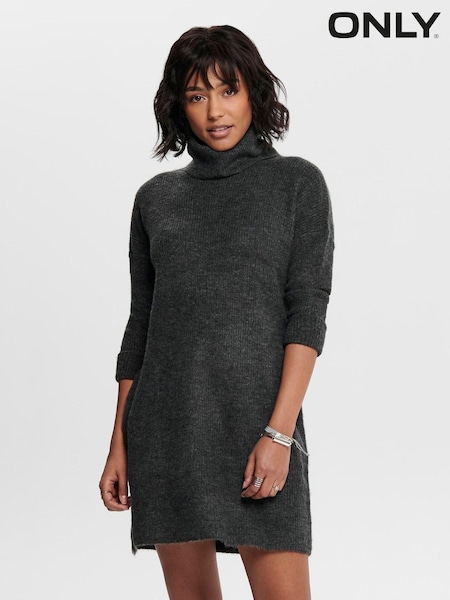 Harmaa - Only Roll Neck Knitted Jumper Dress (AK7923) | €35