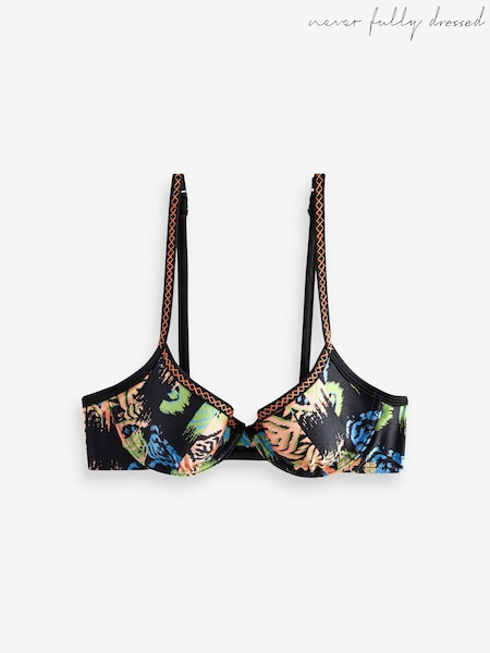 Never Fully Dressed Black Print Cupped Bikini Top (AK7948) | 2,704 UAH