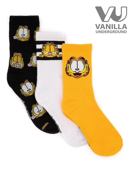 Vanilla Underground Orange Mens Garfield Socks 3 Pack (AK7957) | €22.50