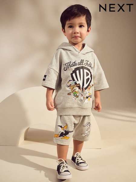 Grey Marl - Looney Tunes Short Sleeve Hoodie & Shorts Set (3mths-8yrs) (AK7978) | kr401 - kr468
