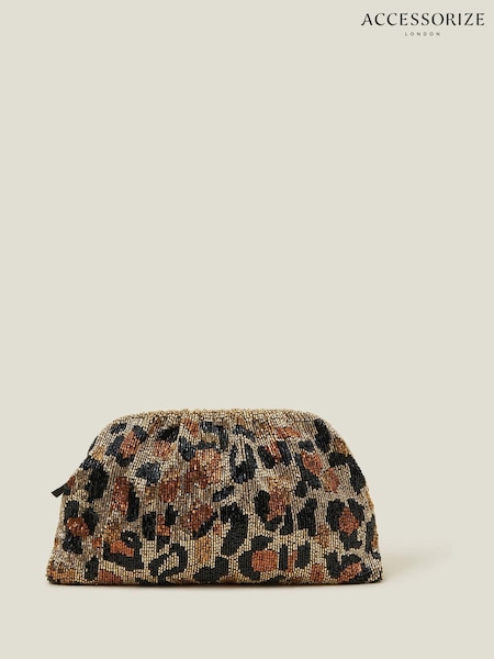 Accessorize Hand Beaded Leopard Print Cloud Clutch Bag (AK8156) | 38 €