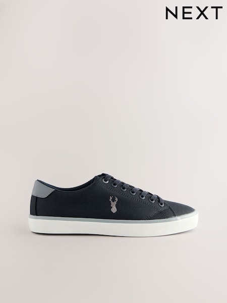 Navy Canvas Stag Trainers (AK8344) | $45