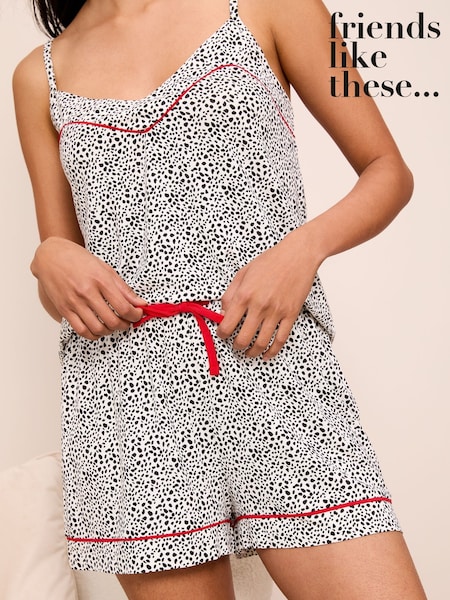 Friends Like These Black/White Vest Top and Shorts Jersey Pyjamas Set (AK8397) | ₪126