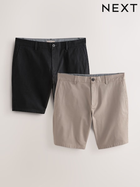 Black/Mushroom Brown Slim Fit Stretch Chino Shorts 2 Pack (AK8407) | €50