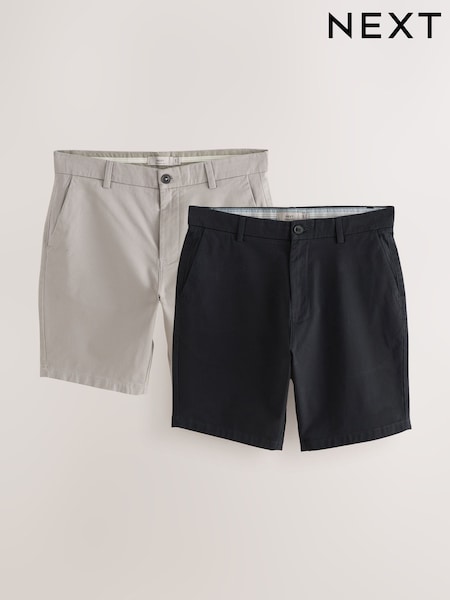 Black/Mushroom Brown Straight Fit Stretch Chino Shorts 2 Pack (AK8413) | €44