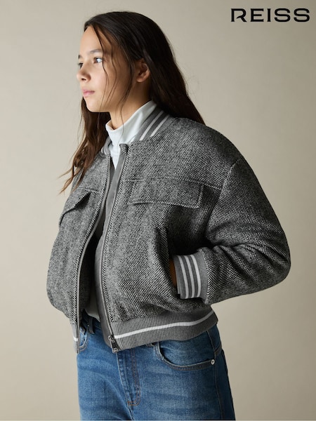 Reiss Grey Tahlia 4-9 yrs Wool-Blend Padded Bomber Jacket (AK8415) | kr1 804
