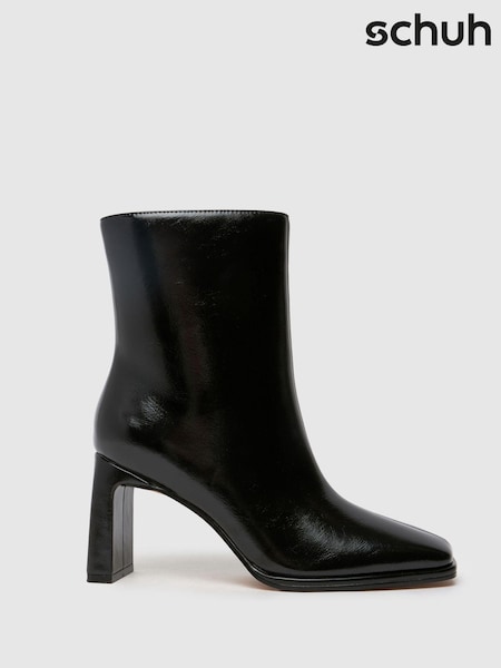 Schuh Becca Square Toe Heeled Black Boots (AK8486) | 272 QAR