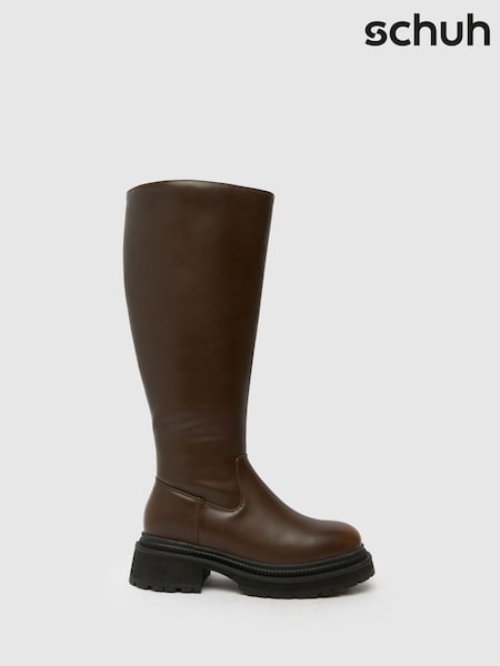 Schuh Wide Fit Delma Pull On Brown Boots (AK8491) | AED320