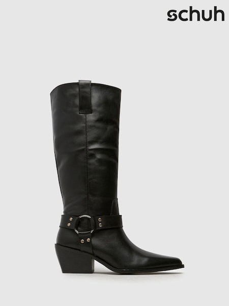 Schuh Dilara Leather Western Black Boots (AK8505) | $166