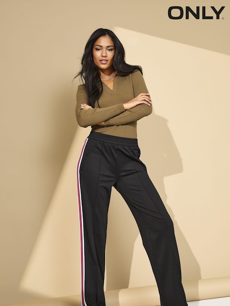 ONLY Black Side Stripe Straight Leg Trousers (AK8596) | €27
