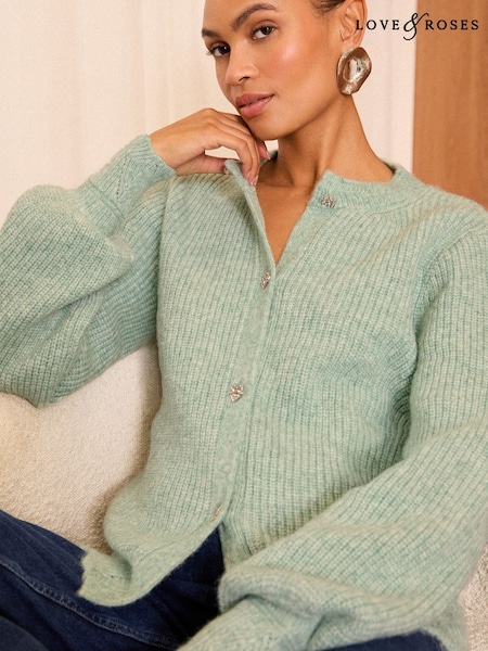 Love & Roses Cosy Jewel Button Knitted Cardigan (AK8605) | € 53