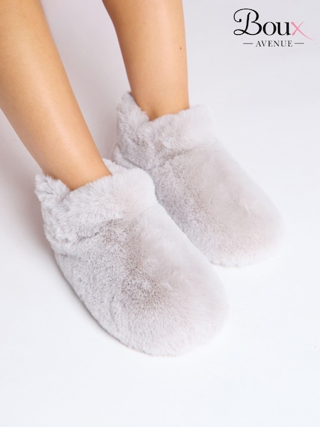 Boux Avenue Cosy Grey Plush Slipper Boots (AK8606) | AED64