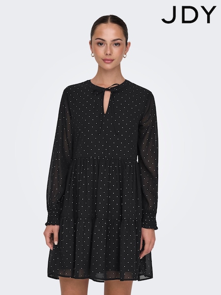 JDY Black Layered Polka Dot Short Dress (AK8628) | €20