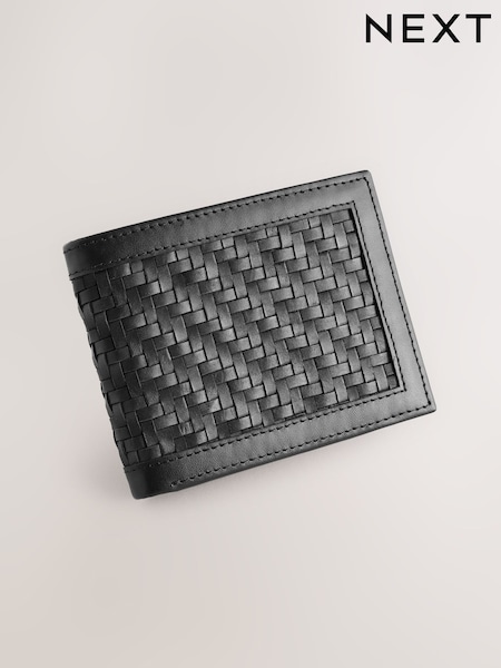 Black Leather Woven Wallet (AK8648) | €35