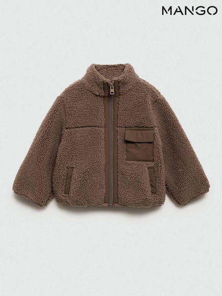 Mango Brown Brown Shearling Zipped Fleece Jacket (AK8677) | €42