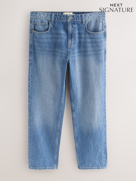 Blue Relaxed Fit Signature Lightweight Cotton Linen Jeans (AK8766) | €46