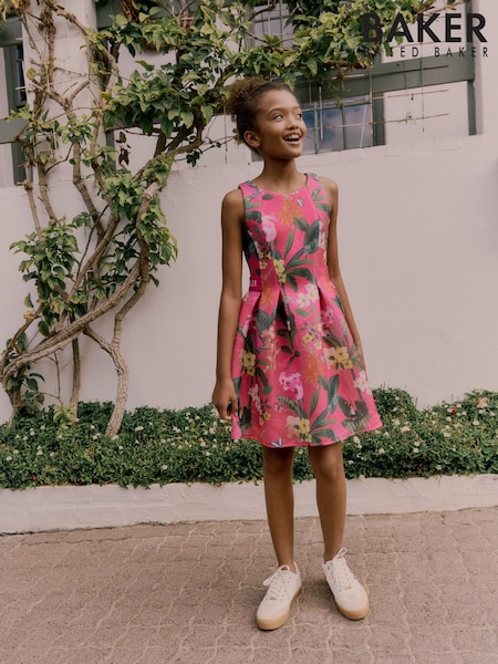 Baker By Ted Baker Pink Floral Airtex Scuba Dress (AK8843) | ‏201‏₪ - ‏236‏ ₪