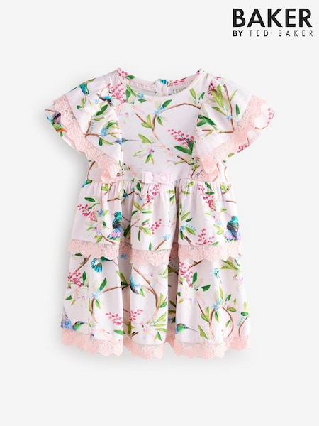 Baker by Ted Baker Floral Lace Trim Tier 100% Cotton Dress (AK8845) | €35 - €42