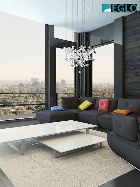Eglo Chrome Pianopoli LED Clear Crystal Steel Pendant Ceiling Light (AK8925) | €748