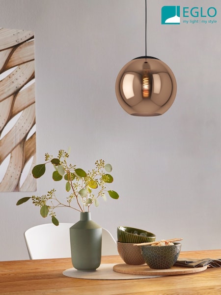 Eglo Black Cordoba Spherical Glass And Steel Pendant Ceiling Light (AK8929) | 5,768 UAH