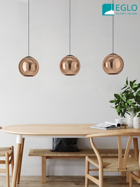 Eglo Black Cordoba Spherical Glass Steel Three Light Pendant Ceiling Light (AK8940) | €302