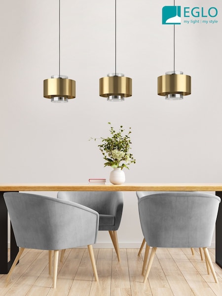 Eglo Black Duglia Brass Metal Three Light Pendant Ceiling Light (AK8941) | €350