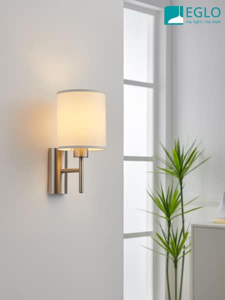 Eglo Satin Nickel Pasteri Fabric And Steel Wall Light With Switch (AK8945) | €59