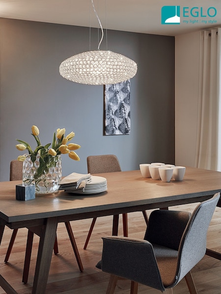 Eglo Chrome Clemente Crystal Inspired Glass  Steel Pendant Ceiling Light (AK8946) | €430