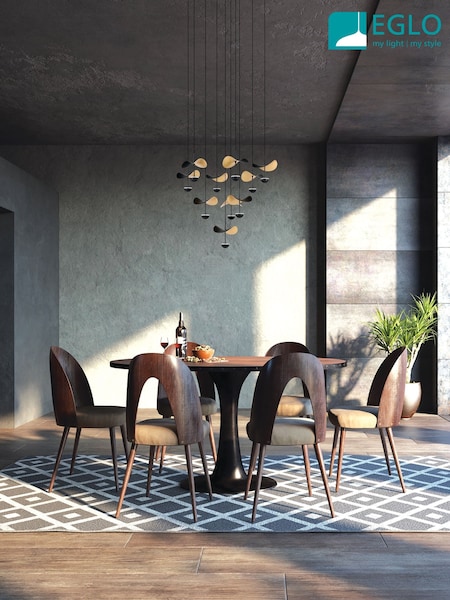 Eglo Black Dracera LED Leaves Inspired Steel Pendant Ceiling Light (AK8955) | 35,327 UAH