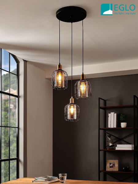 Eglo Bronze Chisle Metal And Glass 3 Light Pendant Ceiling Light (AK8959) | 7,270 UAH