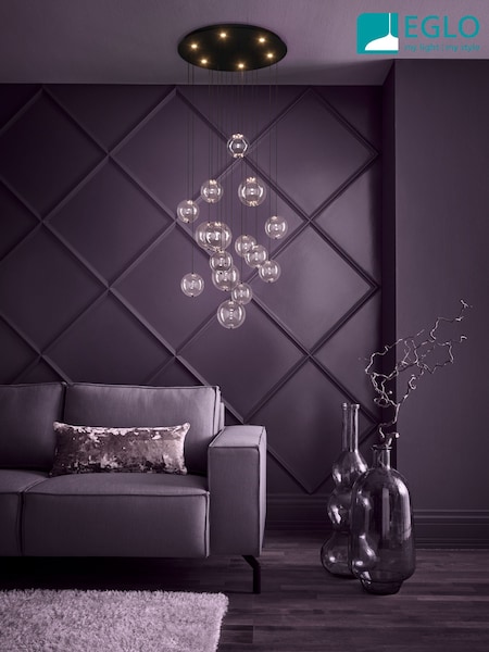 Eglo Black Espardello LED Clear Glass 15 Bubble Spheres Pendant Ceiling Light (AK8964) | €892