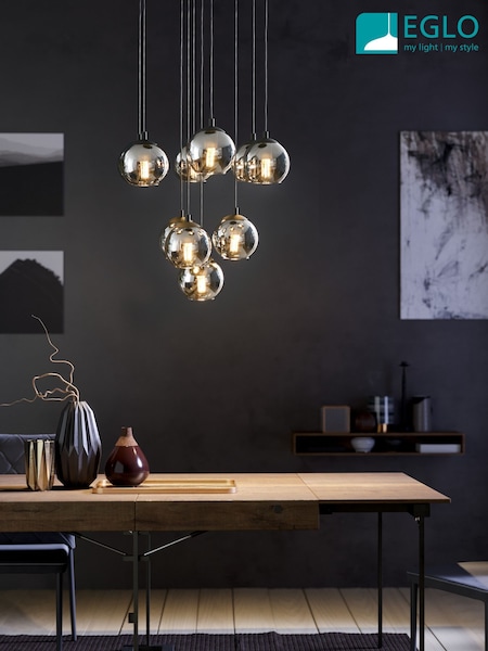 Eglo Black Ariscani Vaporised Glass And Steel Pendant Ceiling Light (AK8967) | €472