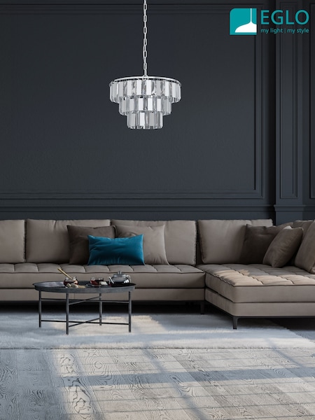 Eglo Chrome Erseka Crystal Elements & Steel Pendant Ceiling Light (AK8980) | €354