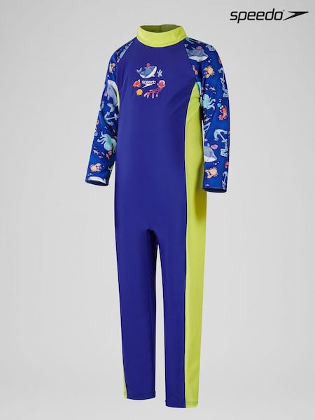 Speedo Blue Printed All-In-One Sun Suit (AK9077) | R$ 345