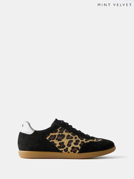 Mint Velvet Suede Textured Leopard Trainers (AK9114) | €171