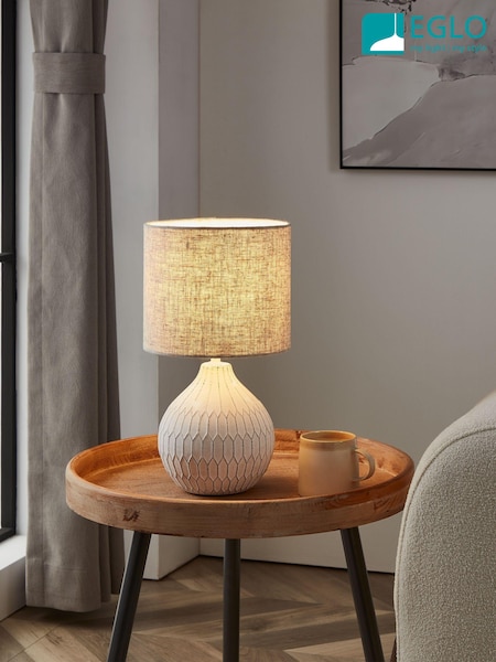Eglo White Bellariva Ceramic And Fabric Table Lamp (AK9132) | €61
