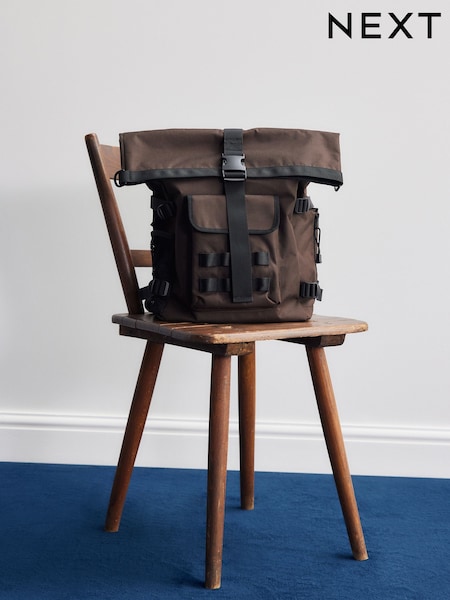 Brown Canvas Roll Top Rucksack (AK9159) | €43