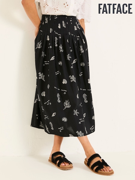 FatFace Black Pip Printed Midi Skirt (AK9171) | AZN 138