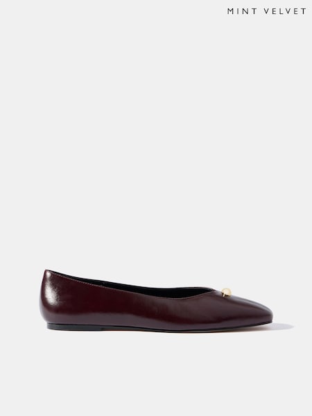 Burgundy Red - Mint Velvet Ruby Leather Ballet Flat Pumps