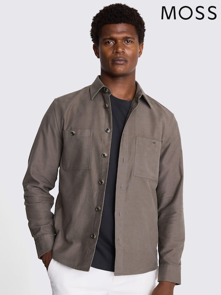 لون طبيعي - Moss Moleskin 100% Cotton Overshirt (AK9209) | ‏38 ر.ع.‏