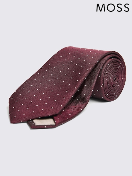 MOSS Red Silk & Wool Pindot Tie (AK9218) | €43