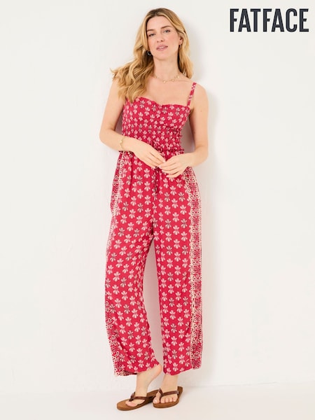 FatFace Natalie Dark Pink Earth Geo Jumpsuit (AK9257) | 292 QAR