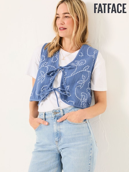 FatFace Beth Indigo Blue Printed Waistcoat (AK9307) | €52