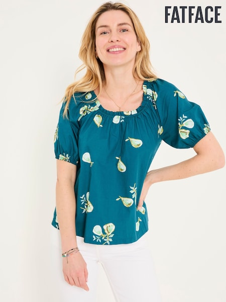 FatFace Ronnie Teal Blue Figs Blouse (AK9308) | €56
