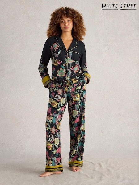 Imprimeu negru - White Stuff Nina Organic Pijamas Cămăși (AK9337) | 163 LEI